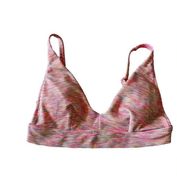 Aerie Rainbow Textured Swimming Padded Scoop Adjustable Straps Bikini Top Size M - Picture 1 of 7